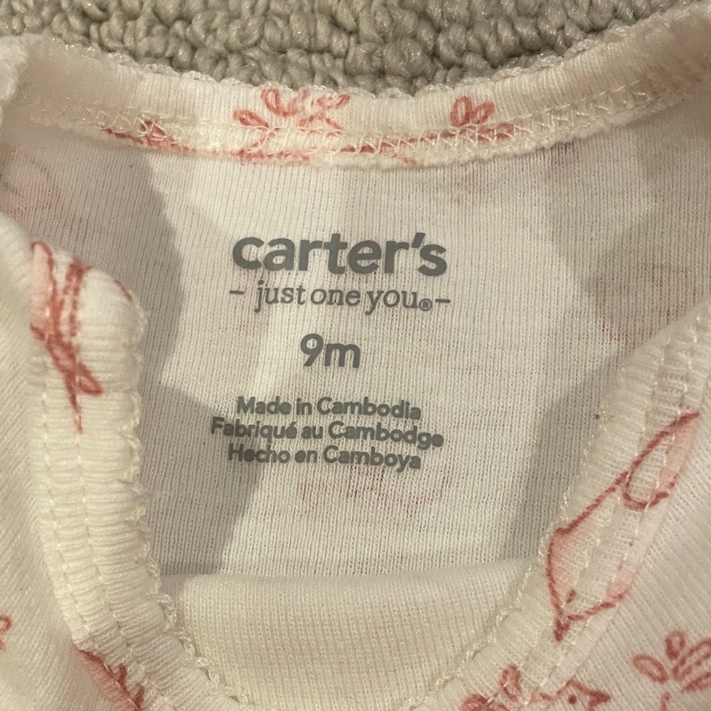 Carter's Girls Infants White & Pink Bird Print Bodysuit - Picture 2 of 6